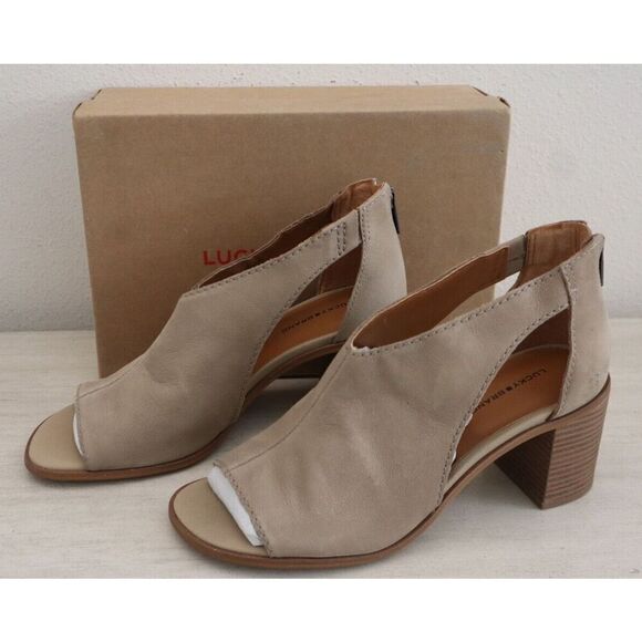 Lucky Brand Women's Sz 10M Dune/Beige Saimy Cutout Peep-Toe Dress Sandals - Picture 4 of 8
